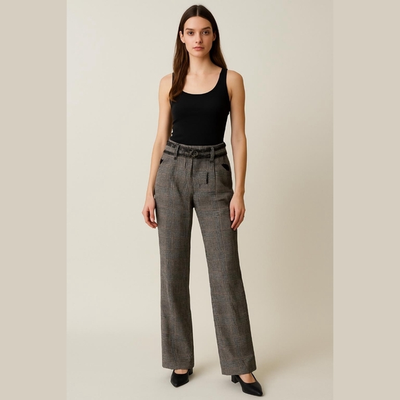 Vintage Pants - Vintage Y2K Brown Plaid Pants